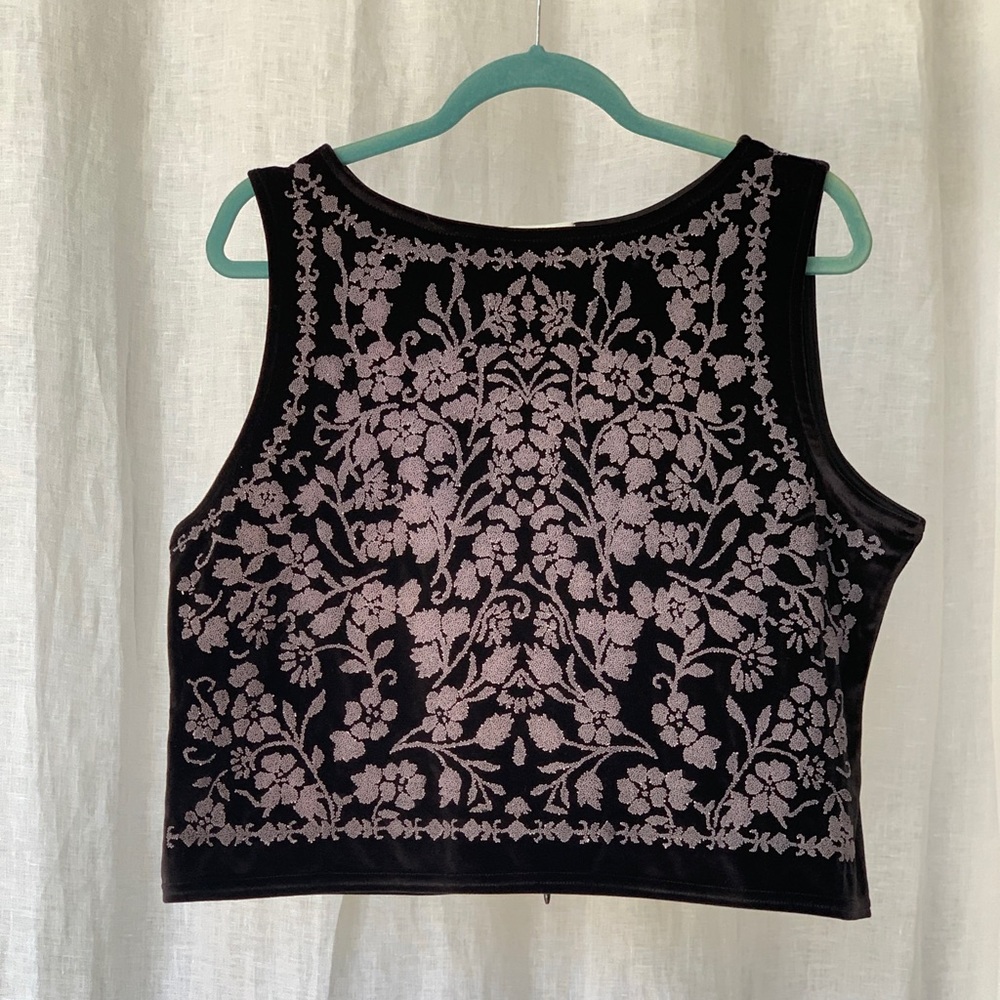 Vintage 90s/Y2K Beaded Velvet Cropped Tank Top